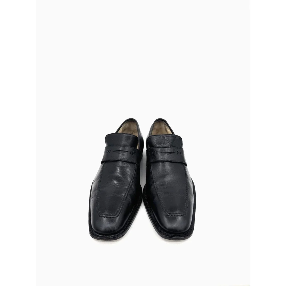 Billy Reid Black Leather Shoes Men's Size 11.5 Made in Italy Square Toe